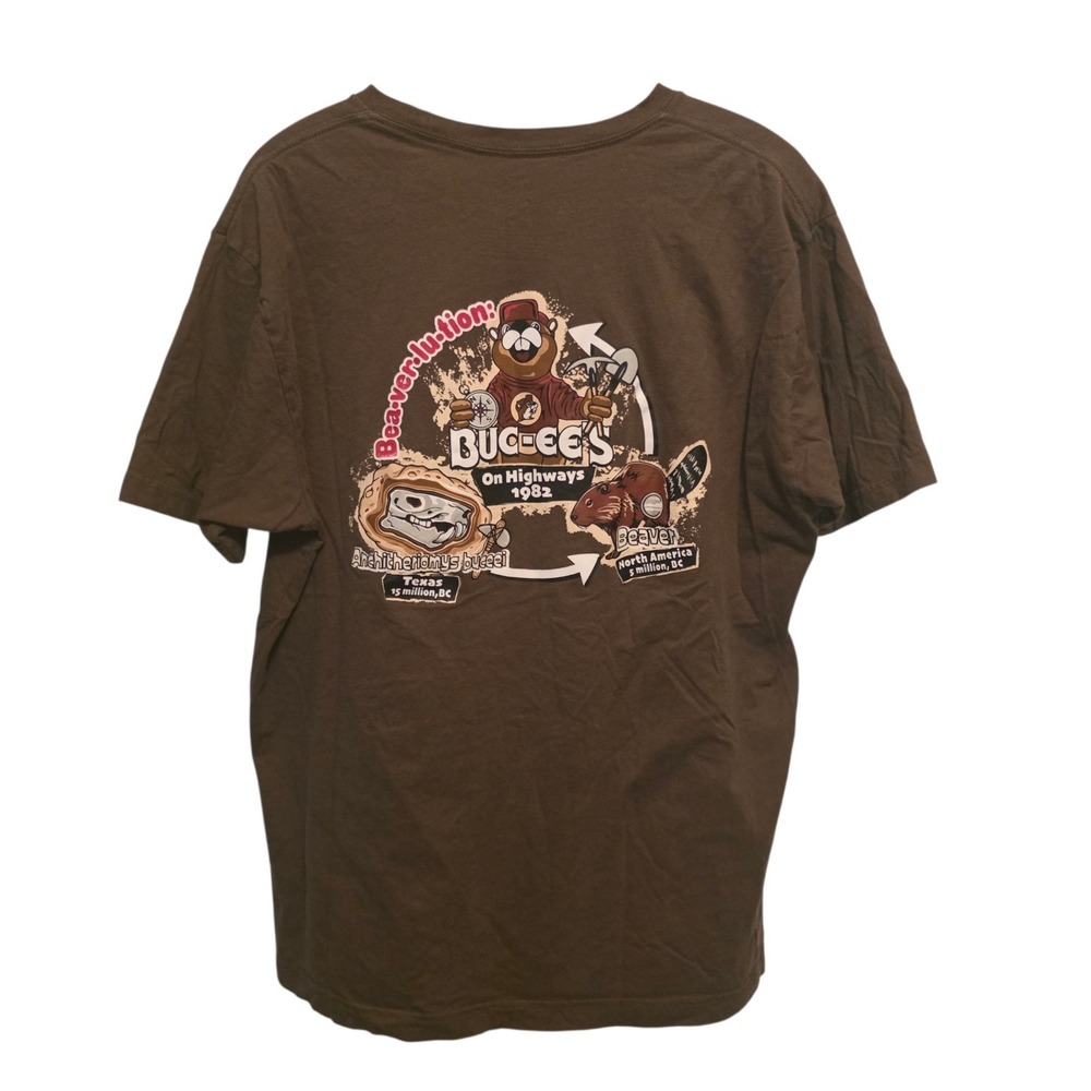 Buc-ee's T-Shirt‎ Buc-ee's Beaver-lu-tion T-Shirt Olive Green Double Sided Large